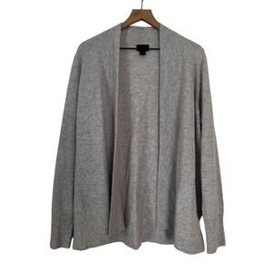 J Crew Collection Italian Cashmere Long Open Cardigan Sweater Gray A7982 Size XL